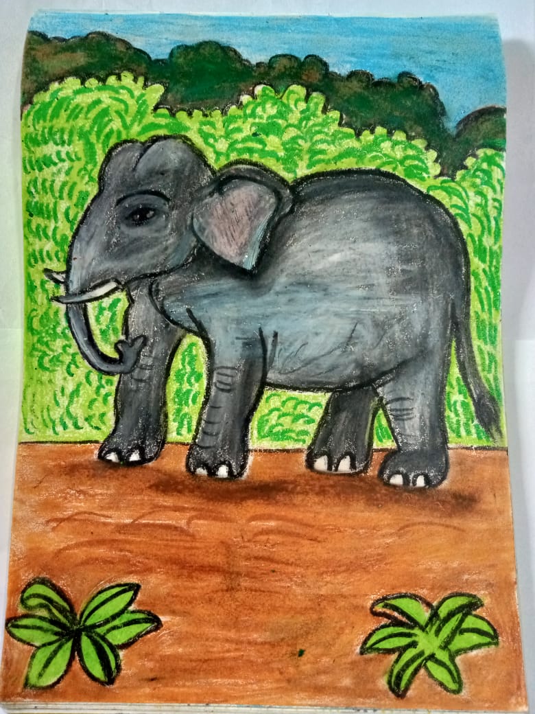 Elephant art by kids with Sara Bookosmia