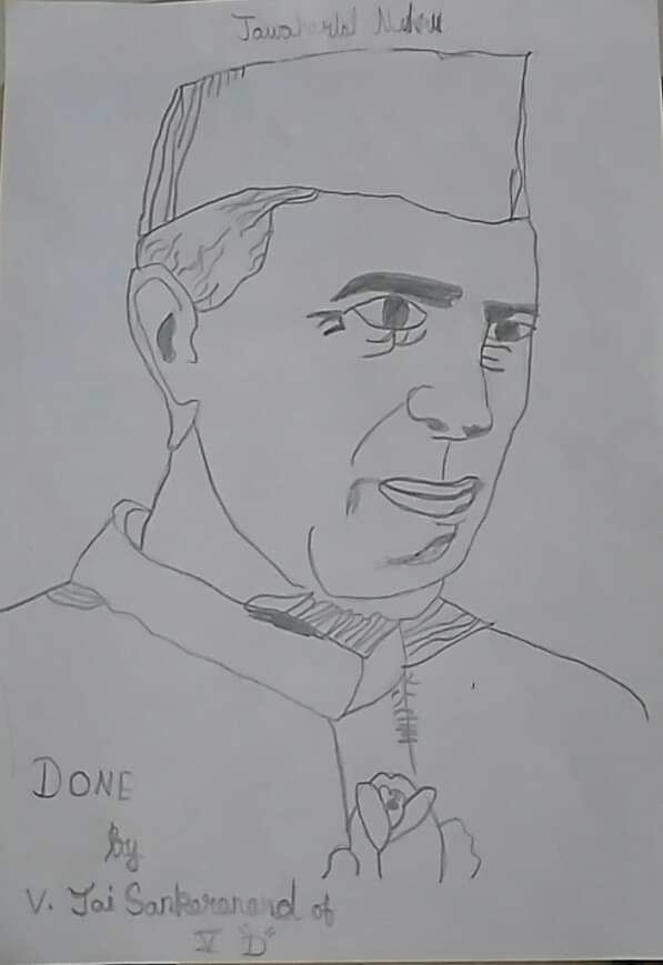 Nehru portrait Art with Sara Bookosmia