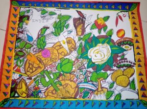 Madhubani art - Painting vegetables grown in India