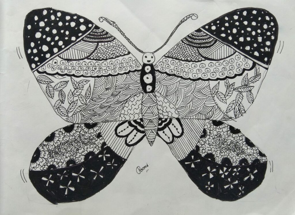Butterfly Mandala Art by kids with Sara Bookosmia