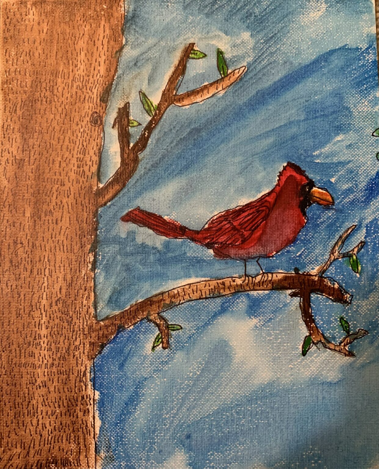 Art by kids the Cardinal with Sara Bookosmia