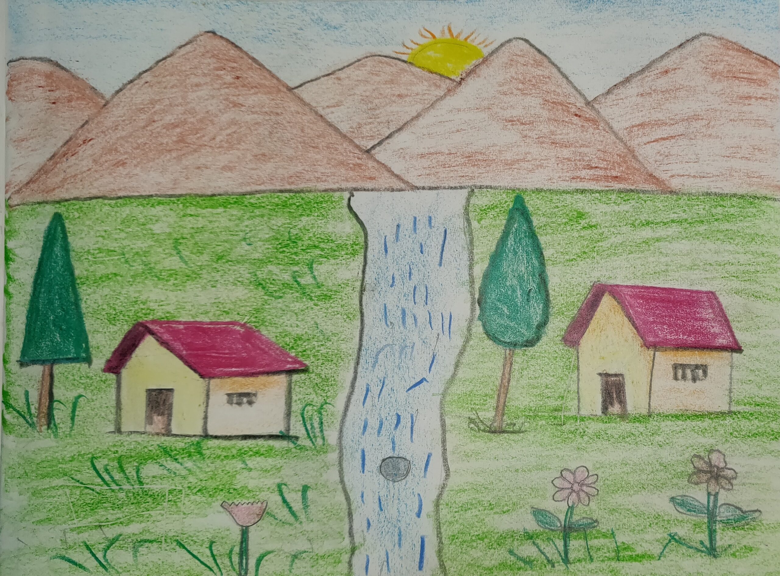 Art with Sara landscape by kids Bookosmia