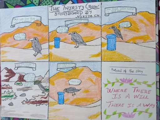 Thirsty Crow Story Art Kids Bookosmia