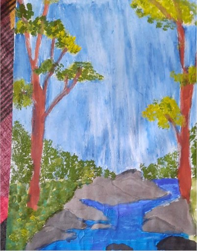 waterfall art kids bookosmia