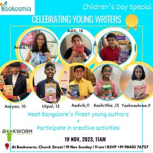 Bookosmia's Published Young Authors honoured at the Bookworm, Bangalore