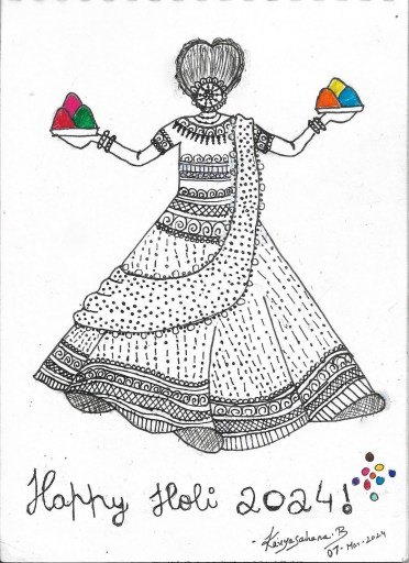 Holi art : Festival of colours I Art By Kavyasahana, 11, Bangalore