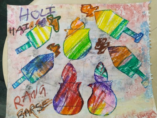 Holi celebration : My colourful celebration I Art By Ahaan, 5, Gurgaon