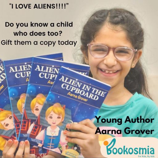 young author aarna grover with alien in the cupboard bookosmia