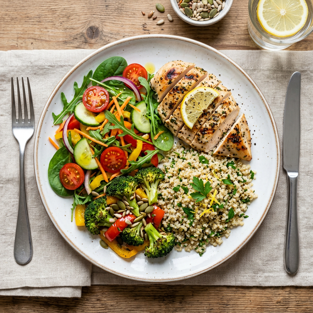Balanced diet healthy meal plate
